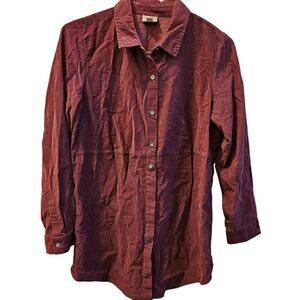 J. Jill Button Down Maroon Burgundy Long Sleve Shirt Size M